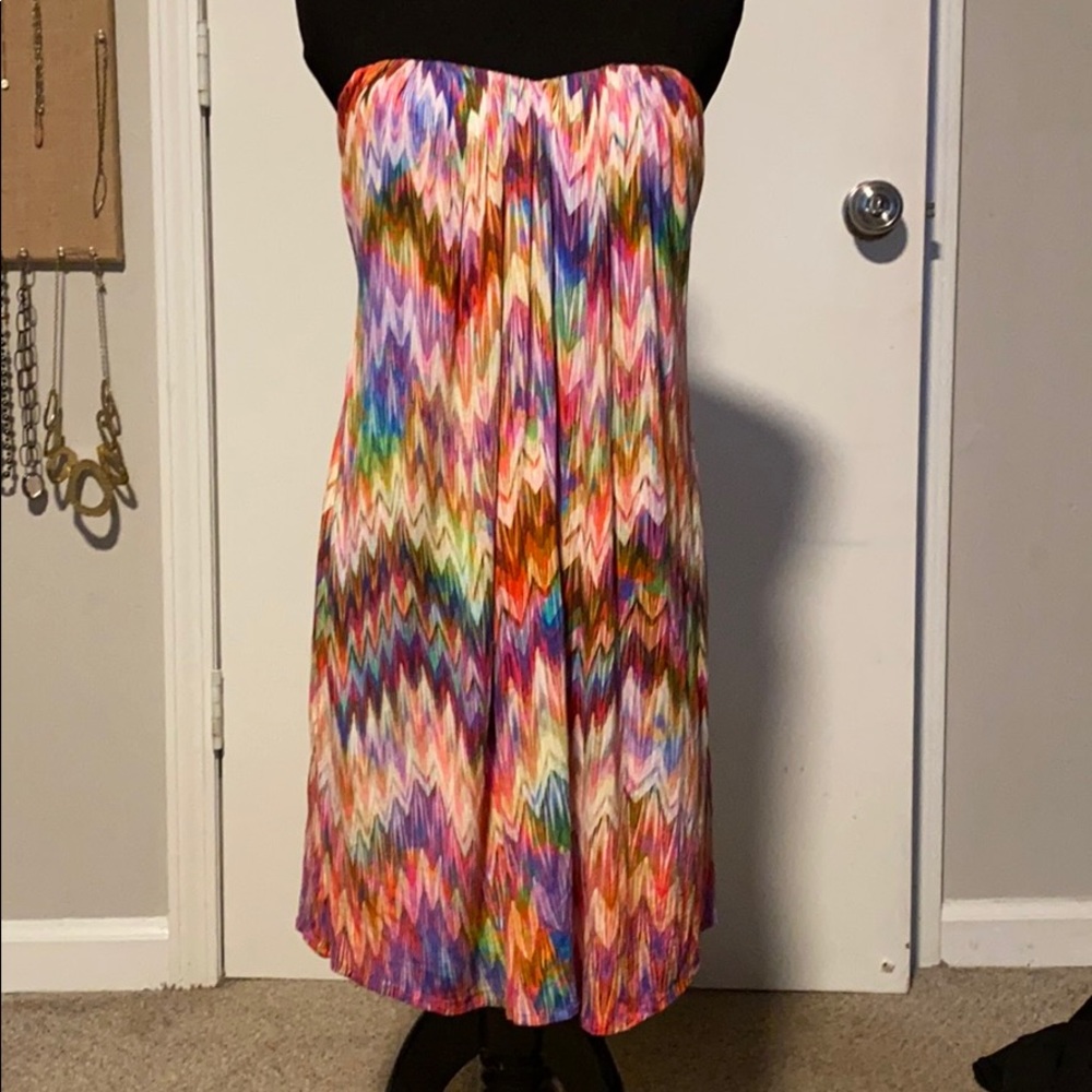 Nicole Miller Watercolor strapless dress